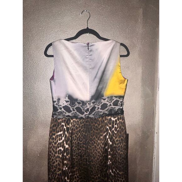 Elie Tahari Old Money Up Town Silk Leopard Animal Print Tie Dye Sleeveless Dress - Picture 5 of 9